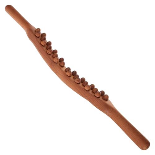 FOMIYES Rodillo de Terapia Corporal Cuentas de Madera Natural Masajeador de Espalda Manual Diseño de 26 Cuentas en Tres Columnas Herramienta Portátil para Aliviar Tensión y Masajear