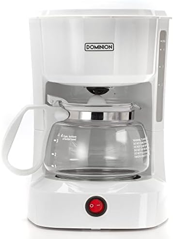 Dominion 4-Cup Coffeemaker Compact Coffee Pot Brewer Machine, Quiet Operation with On / Off LED Indicator Light, Convenient Cord Storage and Auto Pause Feature, Easy Anti-drip Coffeemaker with Coffee