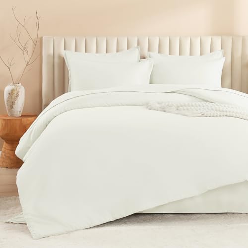 Image of Litanika Super King Plus Comforter Sets Ivory - 7 Pieces Bed in a Bag Beddding Sets, Solid Lightweight Bed Set with Comforter, Sheets, Pillowcases & Shams
