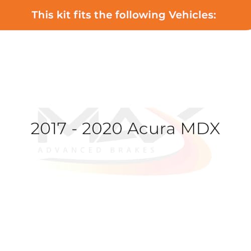 Image of Max Advanced Brakes Rear Brake Kit Compatible With 2017 2018 2019 2020 Acura MDX Replacement Cross Drilled Disc Brake Rotors and Ceramic Brake Pads