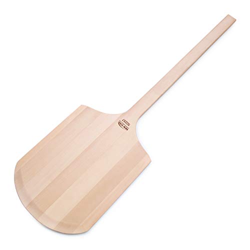 Image of New Star Foodservice 50257 Restaurant-Grade Wooden Pizza Peel, 16 inch L x 12 inch W Plate, with 26 inch L Wooden Handle, 42 inch Overall Length