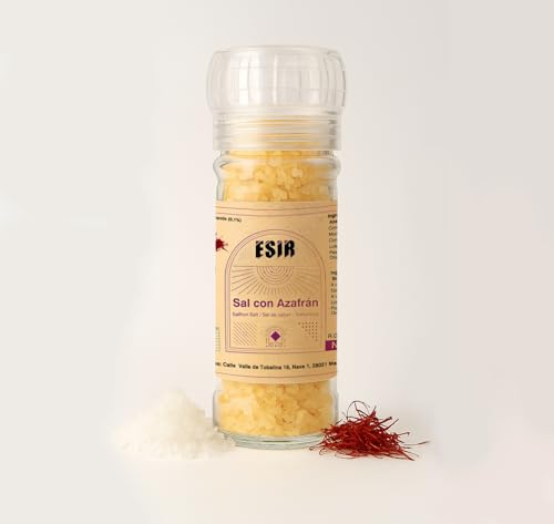 Esir Sal con Azafrán 95 g – Mezcla Gourmet con Hebras y Polvo de Azafrán | Realza Sabor y Aroma | Toque Premium para Carnes, Pescados, Arroces y Platos Especiales (pack of 1)