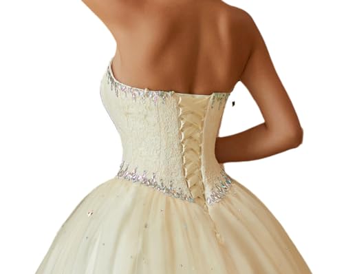 Image of Likedpage Women's Sweetheart Ball Gown Tulle Quinceanera Dresses Prom Dress