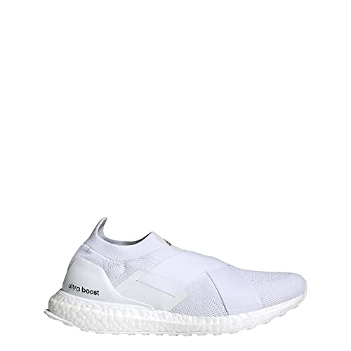 adidas Women's Ultraboost DNA Running Shoe, White/White/Acid Orange (Slip-on), 9.52