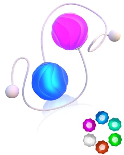 POILOVES LED-Poi-Bälle 9 Leuchtmodi mit Regenbogen- & Atemlicht Leuchtende Jonglierbälle für Kinder & Anfänger USB Aufladbares Lichtspielzeug für Nachtspiele & Party