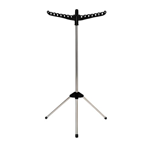 Séchoir à Linge Relaxdays, pour 27 cintres, Pliable, Charge Max 15 kg, H x P : 143 x 56 cm, Noir/Silver