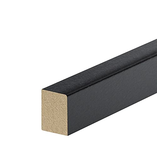 REESE Kehlleisten Sockelleisten in Schwarz - MDF Profile & Zubehör | 40mm-150mm Vorsatzleiste (20x15mm) - schwarzer Folie Cover