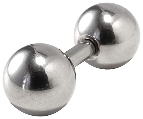 From da Phactory 14G 16G 18G 20G 軟骨ピアス ストレートバーベル ボディピアス サージカルステンレス シルバー おしゃれ かわいい (14G, シャフト4mm ボール6mm)