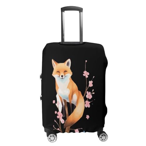 Fox Butterfly Cherry Flowers Funny Luggage Cover Suitcase Protector Washable Travel Baggage Covers Fit 19-32 Inch4