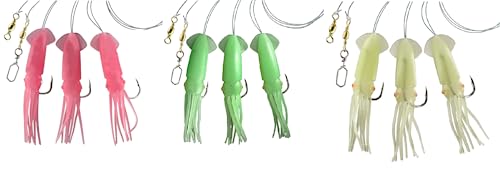 Bas de ligne BZW avec 3 pieuvres lumineuses en caoutchouc et nylon 0,80 mm