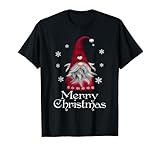 Santa Claus Garden Gnome Merry Christmas Plaid T Shirt