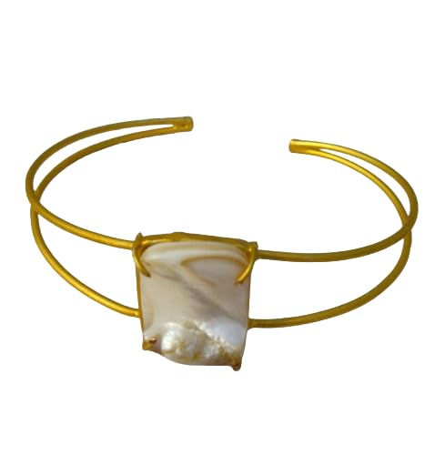 Brass bangle with mother of Pearl | Free size (B0CS3W9963) Amazon Price History, Amazon Price Tracker
