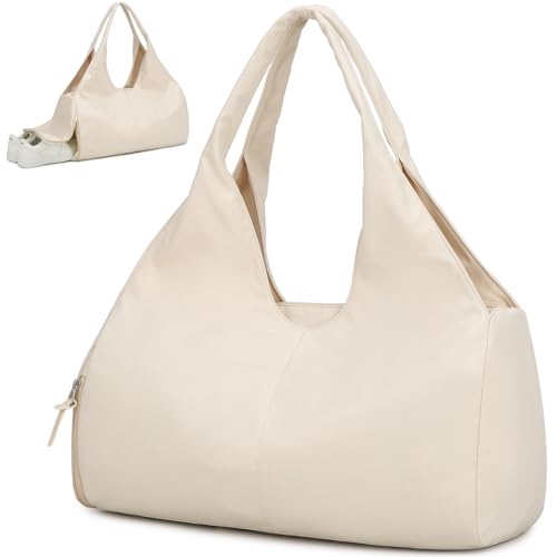 BlesMaller Reisetasche Sporttasche Damen Handgepäck mit Schuhfach & Nassfach Trainingstasche kleine Sport Tasche für Gym Yoga Sauna Schwimmen (Beige)
