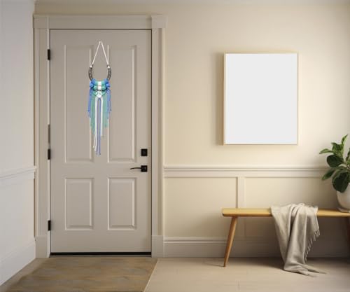 Dielianyi Equestrian Macrame Wall Hanging art Handmade macrame decor hanging horse lover decor (Blue) - Image 4