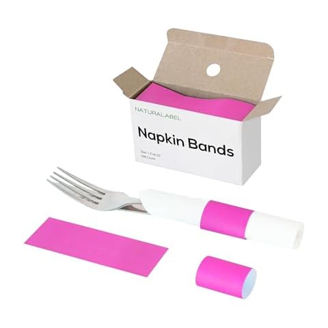 NATURALABEL Napkin Bands, Paper Napkin Rings Self Adhesive 500-Count (Rose Red) Cover