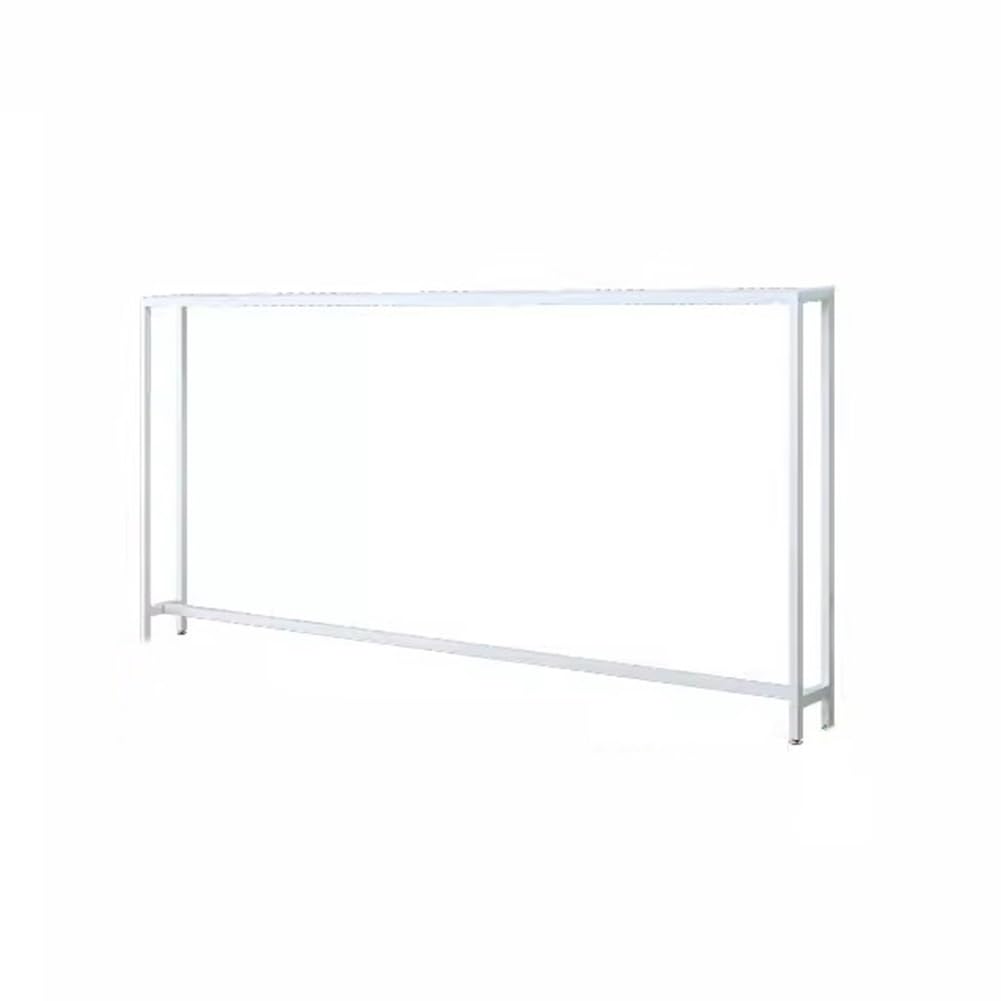 Biały dwuwarstwowy stolik konsolowy - stolik do przedpokoju i stolik pomocniczy do salonu, stolik na sofę i podwójna półka za łóżkiem, 180 x 15 x 75 cm, elegancki i funkcjonalny wystrój domu