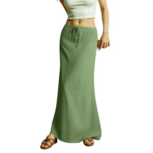 Womens Linen Maxi Skirts Drawstring Waist A Line Skirts Flowy Vacation Boho Long Skirts Beach Long Skirts3