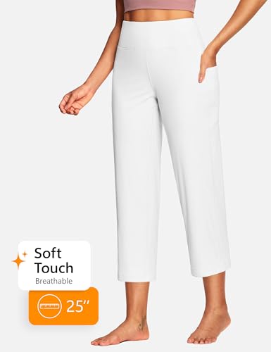 Image of ISEEGZ 15 inch / 18 inch / 21 inch / 25 inch Capri Pants for Women High Waist with Pockets Women's Capris Workout Yoga Pants Loose Straight Leg