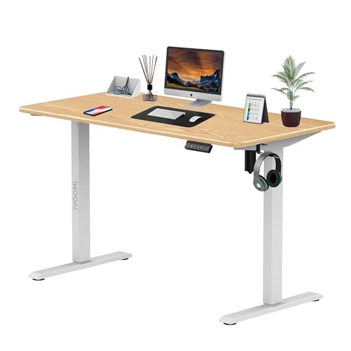 Image of iVOOMi Compudesk Imperium Automatic Height Adjustable Everyday Ergonomic Sit Stand Desk for Office Work with Advance Memory Preset, 100 Kgs Max Weight Capacity, 4 Preset Height Options - Light Brown