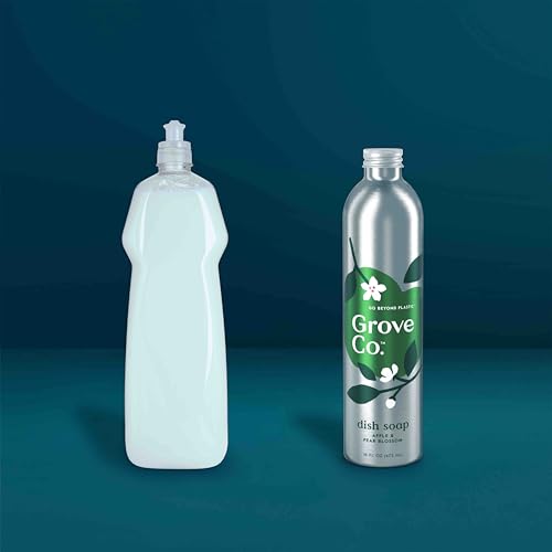 Image of Grove Co. Hydrating Dish Soap Refill 3-Pack - High Performance Gel with Apple & Pear Blossom Scent, Plant-Based USDA Biobased Aluminum Bottles, 48 oz Total
