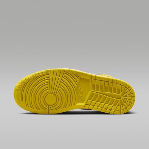 Jordan Women's 1 Mid White/Vivid Sulfur-Black (BQ6472 170) - 6.52