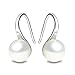 925 Sterling Silver Hoop Handpicked AAA+ Quality 7.5-8mm White Freshwater Cultured Pearl Dangle Drop Earrings Jewelry for Women Girls