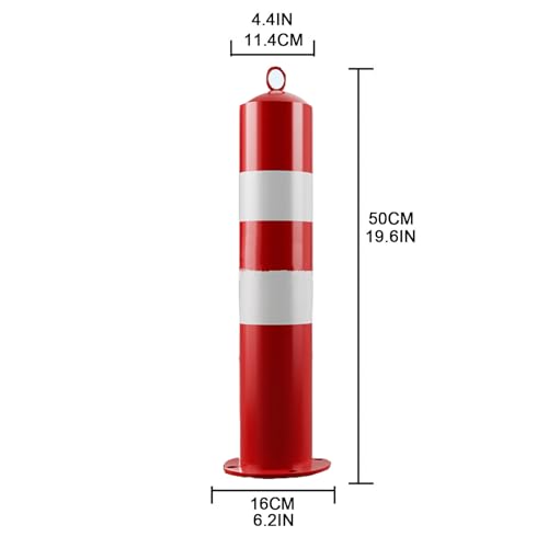 Poste de seguridad de acero con cinta reflectante, barrera de tráfico de metal duradero para estacionamiento, 50 cm de altura, protección fiable, unidad individual