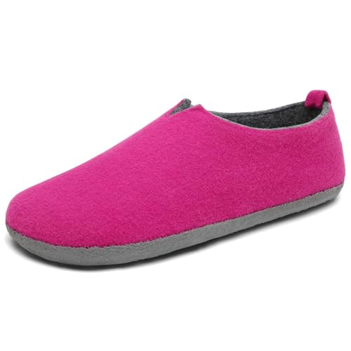 Mishansha Zapatillas Casa Mujer Invierno Zapatillas de Casa con Suela de Fieltro Cerradas Pantuflas Unisex Interior Cómodas Antideslizante Rosa,Gr.38