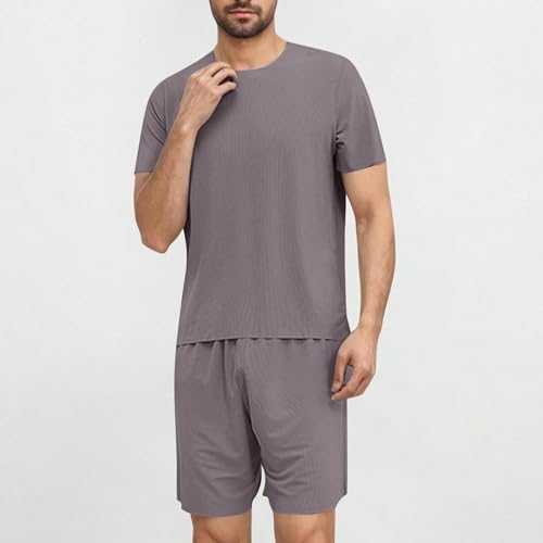 Pajama Set Men Short Sleeve T Shirts and Shorts 2 Piece Lounge Sets Pjs Summer Sleepwear Comfortable & Breathable 20252
