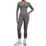 Meaunzyl 2 PCS Set da Abbigliamento Sportivo da Palestra Senza Cuciture, Yoga Gym Leggings da Yoga a Vita alta e Giacca a Zipper