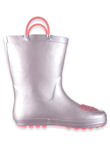 Girls Rain Boots for Toddlers - Waterproof Rubber Rainboots with Easy-On Handles (Pink Butterflies, Size 8)3