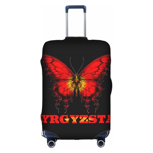 Kyrgyzstan Kyrgyz Butterflies Flag Travel Luggage Cover Washable Suitcase Case Suitcase Protector Fit Luggage Cover Small