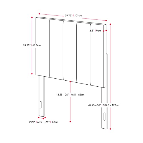 Corliving Helena Channel Tufted Cream Velvet Headboard - Twin/Single #TOP4