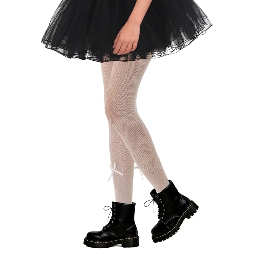 Image of Girls Lace Fishnet Tights Toddler Sheer Patterned Stockings Hollow Dance Pantyhose for Kids Halloween Tights