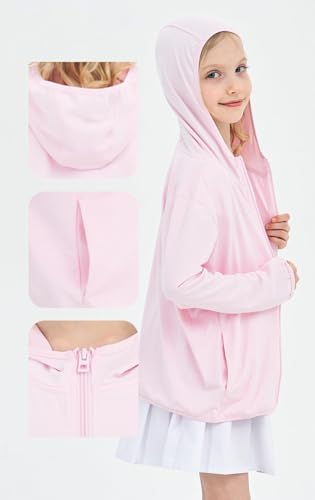 Kids Active Sun Protection Jacket Zipper Hooded Cooling Shirt 3-12Years4