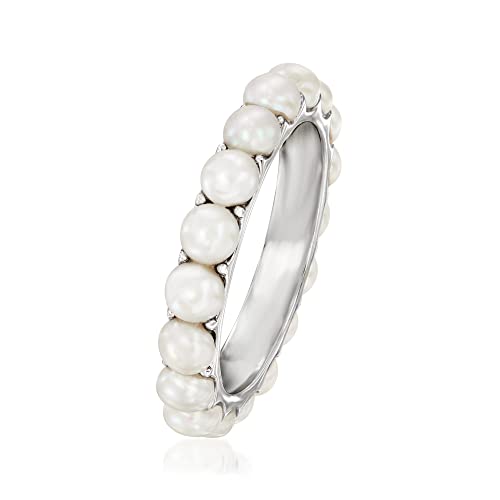 Ross-Simons 3.5mm Cultured Pearl Eternity Band in Sterling Silver. Size 83