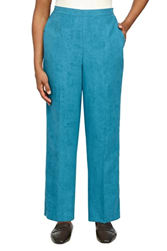 Alfred Dunner Women's Suede Average Length Pant (Teal, 18 Average)