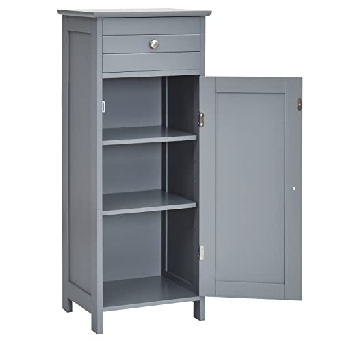 LIFEZEAL Meuble de Salle de Bain sur Pied, Armoire Toilette Rangement en MDF avec Tiroir et...