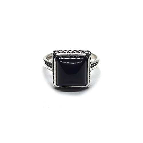 Bague en argent sterling avec onyx noir véritable solide poinçonnée 925 pour homme et femme