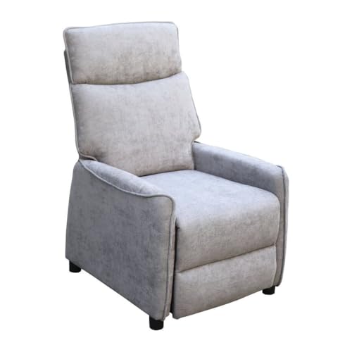 SHIITO | Modelo Coman – Sillón Relax Manual | Diseño Compacto y Confortable | Tapizado en Tela Color Gris – 70x108x86 cm