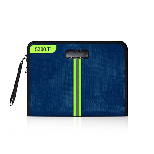OOTDAY Fireproof Bag, Fireproof Document Bag with Lock, 5200℉ Fireproof Document Organizer with Heat Insulated for Cash, Valuables, Documents