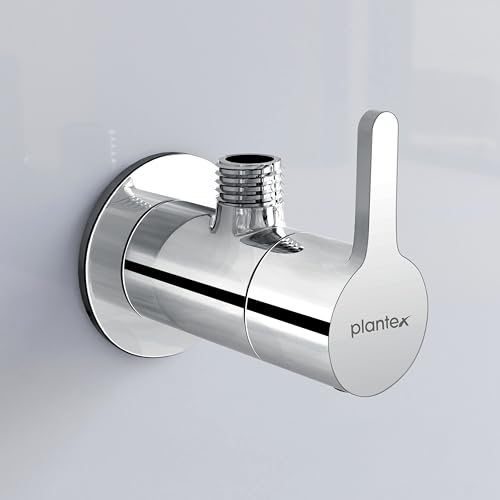 Image of Plantex Pure Brass Single Lever Angle Cock for Bathroom /Wash Basin /Single Way Cock with Teflon Tap for Kitchen /Kitchen and Bathroom Accessories (ORE-1404, Chrome)