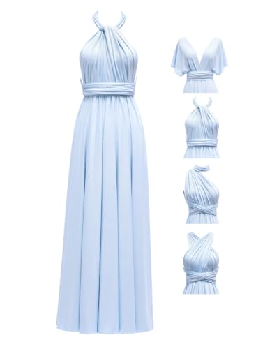Flybridal Maxi Infinity Bridesmaid Wedding Guest Dress Sky Blue Plus