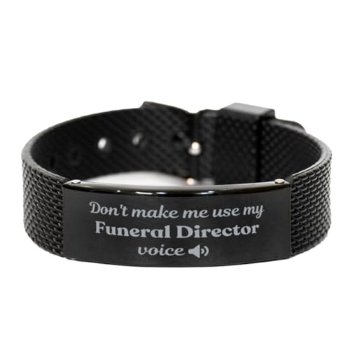 Don't make me use my Funeral Director voice, Unique Funeral Director Black Shark Mesh Bracelet Father's Day Christmas Grad Gifts for Funeral Director for Friend Men Women