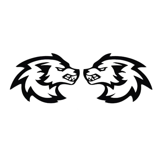Image of Pair Set Wolf Car Emblem Badge Angry Eye Custom Truck Fender Side Rear Decal Sticker (Matte Black)