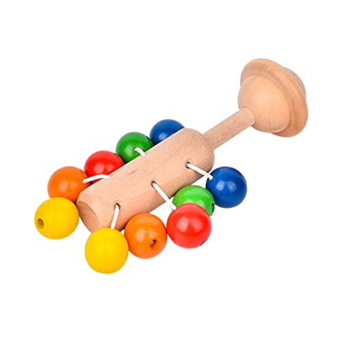 UPKOCH 木製ガラガラ 幼児ガラガラのおもちゃ キッズハンドヘルドベル ジングルベルのおもちゃ 手持ちガラガラのおもちゃ 子供用ハンドベル ハンドシェーカーベル 子供の楽器のおもちゃ