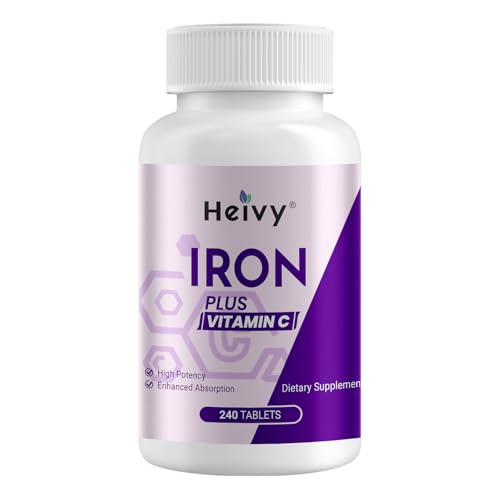 Heivy Ferrous Sulfate 325mg with Vitamin C 100mg 240 Vegan Tablets