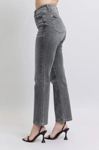 Judy Blue Gray High Rise Rhinestone Straight Jeans4