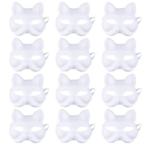 Masque de loup non peint et loup blanc pour cosplay et Halloween