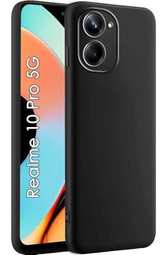 Image of for [ Realme 10 Pro 5G ] Liquid Silicone Back Case Cover Flexible |Inner Lining| with Camera Protection Back Cover for [ Realme 10 Pro 5G ] - Black